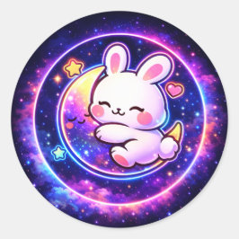 Easter Galaxy Bunny Sticker | Spring Holiday Gift ラウンドシール
