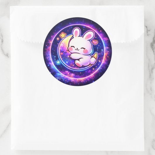 Easter Galaxy Bunny Sticker | Spring Holiday Gift ラウンドシール (バッグ)