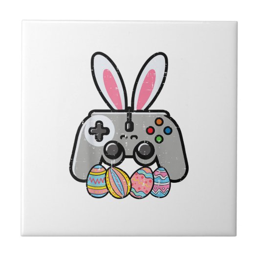 Easter Gaming Controller Bunny Ears Boys Kids Yout タイル (正面)