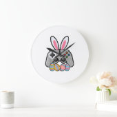 Easter Gaming Controller Bunny Ears Boys Kids Yout ラージ壁時計 (ホーム)