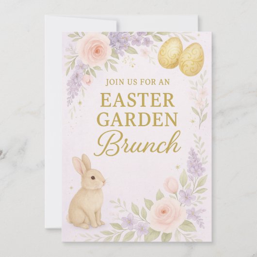 Easter Garden Brunch Invitation | Luxury Floral  招待状 (正面)