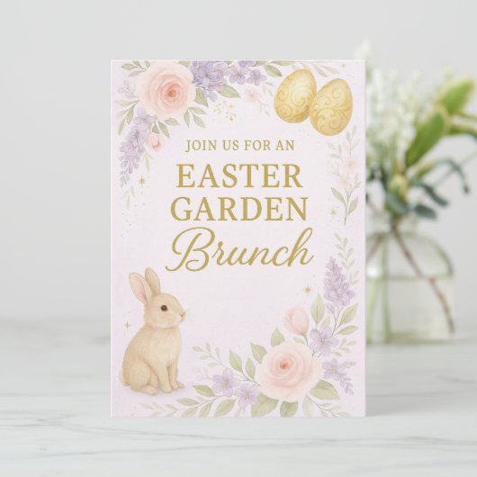 Easter Garden Brunch Invitation | Luxury Floral  招待状 (スタンド正面)