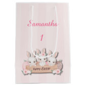 Easter Gift Bag - Kawaii Bunnies & Pastel Roses ミディアムペーパーバッグ (裏面)