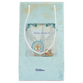 Easter Gift Bag with Floral Cross – Personalized スモールペーパーバッグ (正面)