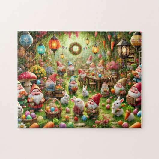 Easter Gnomes Whimsical Spring Garden Party ジグソーパズル (横)