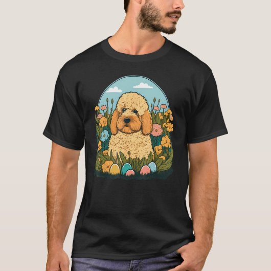Easter Goldendoodle Bunny Eggs Dog on Easter Golde Tシャツ (正面)