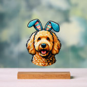 Easter Goldendoodle Dog Wearing Bunny Ears, Easter アクリルサイン (ニュートラル)