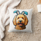 Easter Goldendoodle Dog Wearing Bunny Ears, Easter クッション (ブランケット)