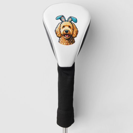 Easter Goldendoodle Dog Wearing Bunny Ears, Easter ゴルフヘッドカバー (正面)