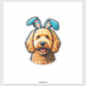 Easter Goldendoodle Dog Wearing Bunny Ears, Easter シール (シート)