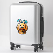 Easter Goldendoodle Dog Wearing Bunny Ears, Easter シール (スーツケース)