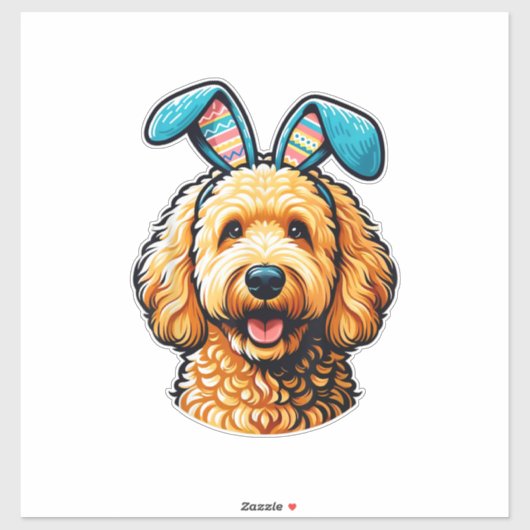 Easter Goldendoodle Dog Wearing Bunny Ears, Easter シール (シート)