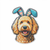 Easter Goldendoodle Dog Wearing Bunny Ears, Easter シール (正面)