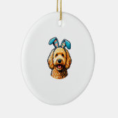 Easter Goldendoodle Dog Wearing Bunny Ears, Easter セラミックオーナメント (右)