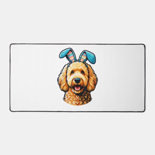 Easter Goldendoodle Dog Wearing Bunny Ears, Easter デスクマット (正面)