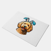 Easter Goldendoodle Dog Wearing Bunny Ears, Easter ドアマット (アングル)