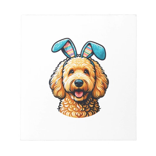 Easter Goldendoodle Dog Wearing Bunny Ears, Easter ノートパッド (正面)