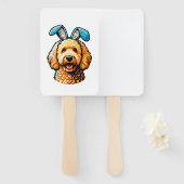 Easter Goldendoodle Dog Wearing Bunny Ears, Easter ハンドファン (正面&裏面)