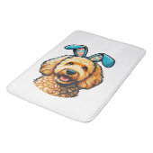 Easter Goldendoodle Dog Wearing Bunny Ears, Easter バスマット (アングル)