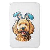 Easter Goldendoodle Dog Wearing Bunny Ears, Easter バスマット (正面縦)
