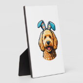 Easter Goldendoodle Dog Wearing Bunny Ears, Easter フォトプラーク (側面)