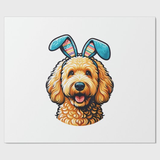 Easter Goldendoodle Dog Wearing Bunny Ears, Easter ラッピングペーパー (フラット)