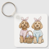 Easter Goldendoodle Dogs キーホルダー (正面)