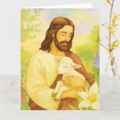 Easter Good Shepherd カード (黄色い花)