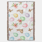 Easter Grace – Seamless Pastel Bunny & Cross Patte スローブランケット (正面縦)