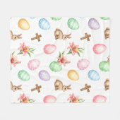 Easter Grace – Seamless Pastel Bunny & Cross Patte フリースブランケット (正面(横))