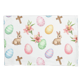 Easter Grace – Seamless Pastel Bunny & Cross Patte 枕カバー