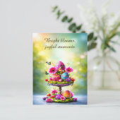 Easter Greeting Card Bright Floral Spring ポストカード (スタンド正面)