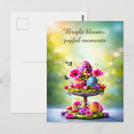 Easter Greeting Card Bright Floral Spring ポストカード (正面/裏面)