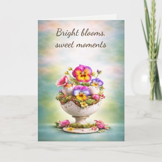 Easter Greeting Card Colorful Floral Spring サンキューカード (正面)