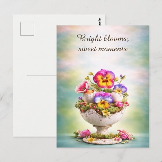 Easter Greeting Card Colorful Floral Spring ポストカード (正面/裏面)