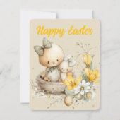 Easter greeting card decorated with flowers 出欠カード (正面)