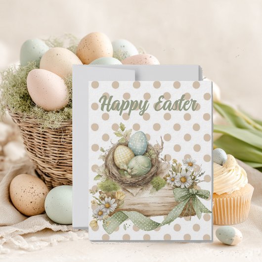 Easter greeting card decorated with flowers 出欠カード