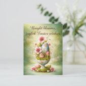 Easter Greeting Card Floral Eggs Spring Garden ポストカード (スタンド正面)