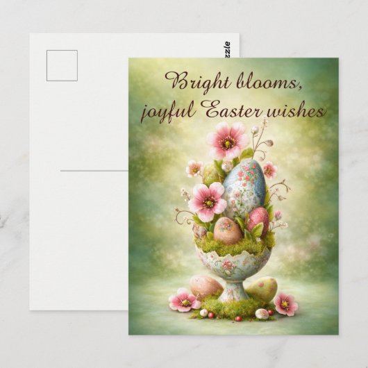 Easter Greeting Card Floral Eggs Spring Garden ポストカード (正面/裏面)