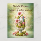 Easter Greeting Card Floral Eggs Spring Garden ポストカード (正面)