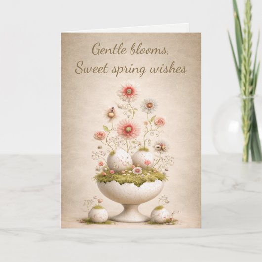 Easter Greeting Card Floral Soft Spring Elegant サンキューカード (正面)