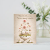 Easter Greeting Card Floral Soft Spring Elegant ポストカード (スタンド正面)