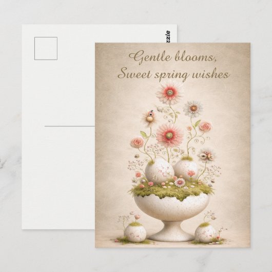 Easter Greeting Card Floral Soft Spring Elegant ポストカード (正面/裏面)