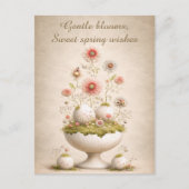 Easter Greeting Card Floral Soft Spring Elegant ポストカード (正面)