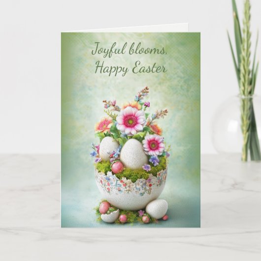 Easter Greeting Card Floral Spring Elegant サンキューカード (正面)