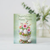 Easter Greeting Card Floral Spring Elegant ポストカード (スタンド正面)