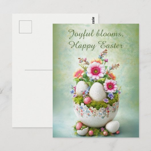 Easter Greeting Card Floral Spring Elegant ポストカード (正面/裏面)