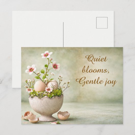 Easter Greeting Card Minimal Floral Spring ポストカード (正面/裏面)