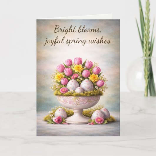 Easter Greeting Card Tulips Floral Spring サンキューカード (正面)