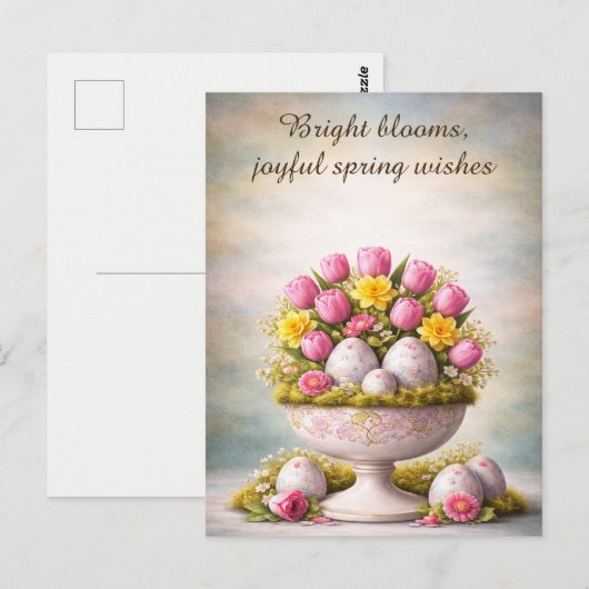 Easter Greeting Card Tulips Floral Spring ポストカード (正面/裏面)